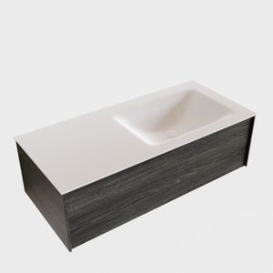 Badkamermeubel BWS Madrid Antraciet 100x45x30 cm Mat Witte Solid Surface Wastafel Rechts (0 kraangaten)