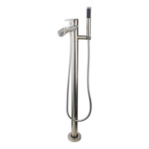 Wiesbaden Lima vrijstaande bad mengkraan met waterval 85 cm rond rvs look
