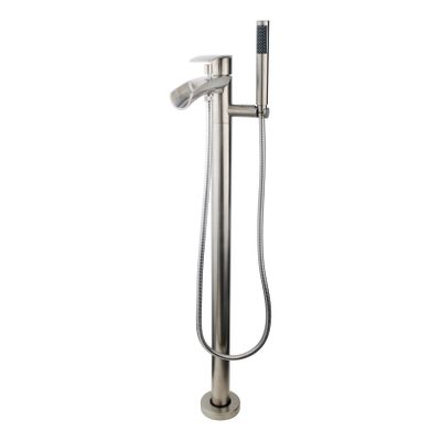 Wiesbaden Lima vrijstaande bad mengkraan met waterval 85 cm rond rvs look