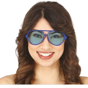 Carnaval/verkleed party bril Aviator - blauw - volwassenen - Voor bij een verkleedkleding kostuum   -