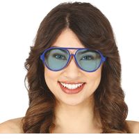 Carnaval/verkleed party bril Aviator - blauw - volwassenen - Voor bij een verkleedkleding kostuum - thumbnail