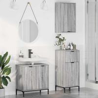 Badkamermeubelset met lade 3 pcs Grijs sonoma 39.5 x 36 x 88 cm
