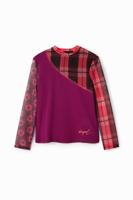 T-shirt met geribde patch en tule - RED - 11/12