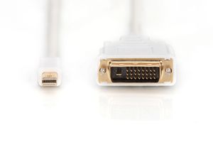 Digitus AK-340305-020-W DisplayPort-kabel Mini-displayport / DVI Adapterkabel Mini DisplayPort-stekker, DVI-D 24+1-polige stekker 2.00 m Wit Schroefbaar