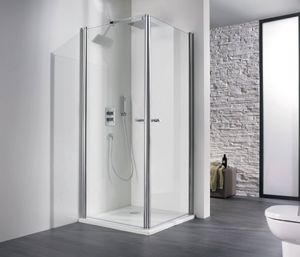 HSK Exklusiv douchecabine 2-delig 100x100x200cm alu zilver mat/helder glas