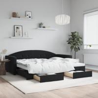 Slaapbank met onderschuifbed en lades 90x200 cm fluweel zwart