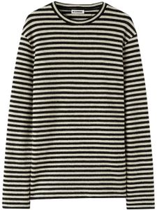 Jil Sander logo-patch striped wool T-shirt - Noir