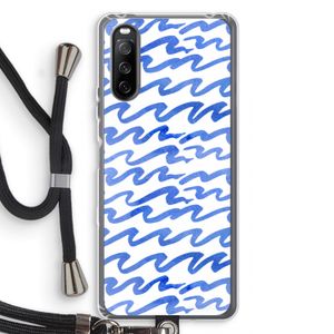 Blauwe golven: Sony Sony Xperia 10 III Transparant Hoesje met koord