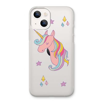 Roze eenhoorn: iPhone 13 Transparant Hoesje