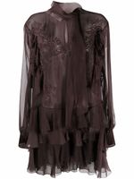 Valentino Garavani blouse en soie à fleurs en dentelle - Marron