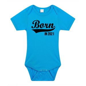 Born in 2021 cadeau baby rompertje blauw jongens