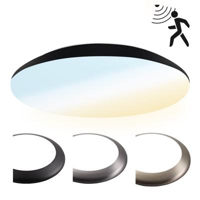 LED Bulkhead - Bewegingssensor - Ø38 cm - 25 watt - 2600 Lumen - 3 Lichtkleuren - CCT Switch - IP65 Waterdicht - IK10 - Zwart - Plafondlamp