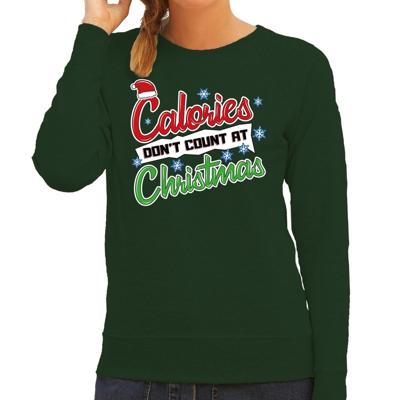 Foute Kersttrui - sweater - Calories dont count at Christmas - groen - voor dames - kerstkleding Foute Kersttrui - sweater - Calories dont count at Christmas - groen - voor dames - kerstkleding