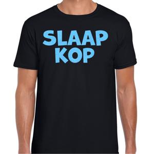 Verkleed T-shirt voor heren - slaap kop - pyjama party - zwart - glitter blauw - themafeest