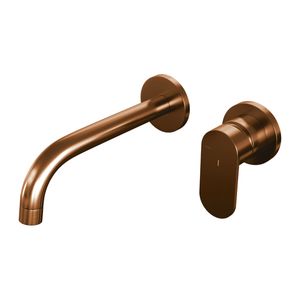 Brauer Copper Edition ColdStart wastafelkraan inbouw gebogen uitloop en rozetten model C1 koper geborsteld PVD