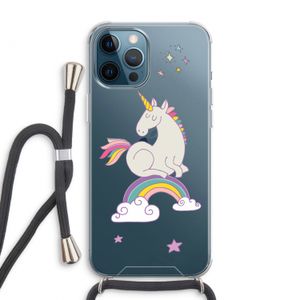 Regenboog eenhoorn: iPhone 12 Pro Max Transparant Hoesje met koord