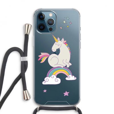 Regenboog eenhoorn: iPhone 12 Pro Max Transparant Hoesje met koord