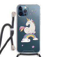 Regenboog eenhoorn: iPhone 12 Pro Max Transparant Hoesje met koord
