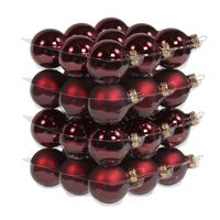 36x Donkerrode glazen kerstballen 4 cm mat/glans - thumbnail