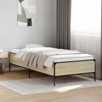 Bedframe bewerkt hout en metaal sonoma eikenkleurig 90x200 cm - thumbnail