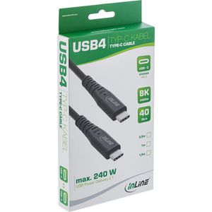InLine 35901I USB-kabel 1 m USB4 Gen 3x2 USB C Zwart
