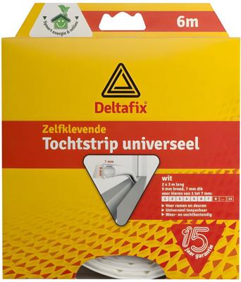 Tochtstrip univ 9x7mm wit 6m - Deltafix