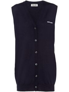 Miu Miu cardigan en laine à logo en intarsia - Bleu