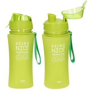 Sport Bidon drinkfles/waterfles - 2x - Being Nice - groen - kunststof - 480 ml