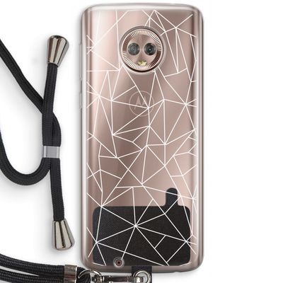 Geometrische lijnen wit: Motorola Moto G6 Transparant Hoesje met koord