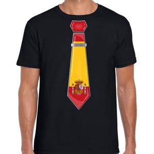 Bellatio Decorations Verkleed shirt voor heren - stropdas Spanje - zwart - supporter - themafeest 2XL  -
