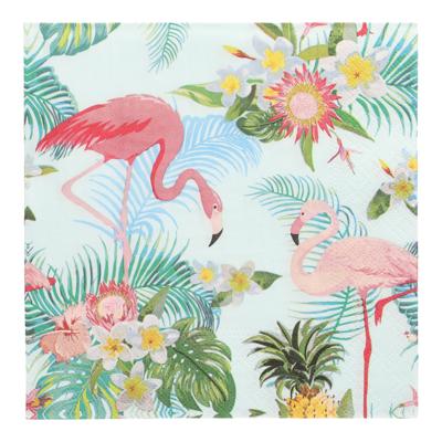 Flamingo servetten - 40x - 33 x 33 cm - tropische feestservetten - exotisch thema