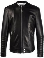 Philipp Plein veste Iconic Plein en cuir - Noir