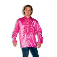 Overhemd roze met rouches heren - thumbnail