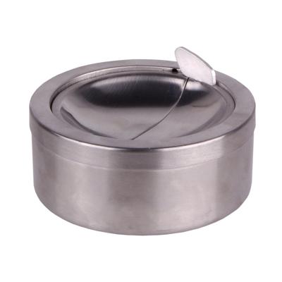 HI Asbak met klep - voor tuin/terras - RVS - rond - D11 cm - zilver