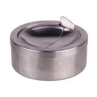 HI Asbak met klep - voor tuin/terras - RVS - rond - D11 cm - zilver