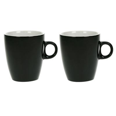 Cosy & Trendy Koffiekopjes/bekers - Set van 4x stuks - zwart - 190 ml - Keramiek - glans finish