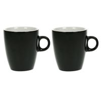 Cosy & Trendy Koffiekopjes/bekers - Set van 4x stuks - zwart - 190 ml - Keramiek - glans finish