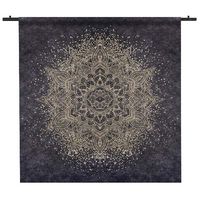 Wandkleed Sparkling Mandala Pattern Gold Navy 180x180 Wit Garen - thumbnail