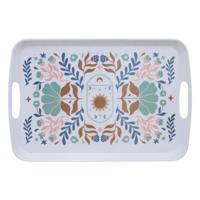 5Five Design dienblad van melamine - 39 x 26 x 2 cm - flowers print wit
