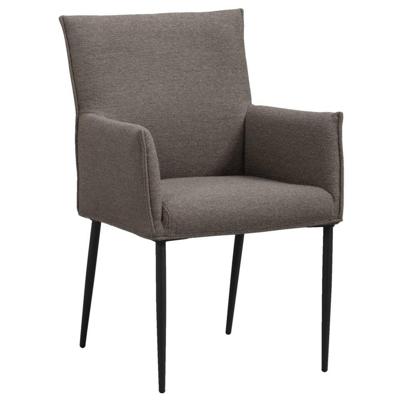 Leen Bakker - Eetkamerstoel Teun - Stof - Taupe - 58.5x64x91.5 Cm