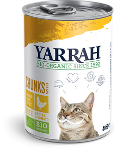Yarrah natvoer kat blik chunks bio kip 405gr
