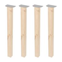 Tafelpoot vierkant 5 bij 5 cm en hoogte 72 cm van massief hout - 4 stuks