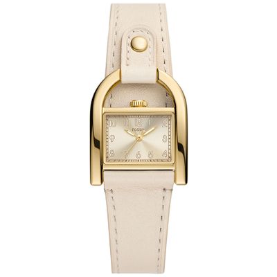 Fossil ES5280 Horloge Harwell staal-leder goudkleurig-nude 28 mm
