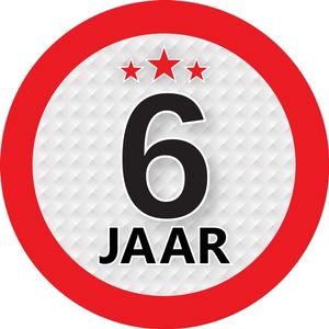 6 jaar leeftijd sticker rond 9 cm verjaardag versiering