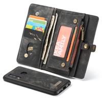 CaseMe afneembare multifunctionele retro Frosted horizontale Flip lederen case voor Galaxy A20 & A30 met kaartsleuf & houder & rits portemonnee & fot