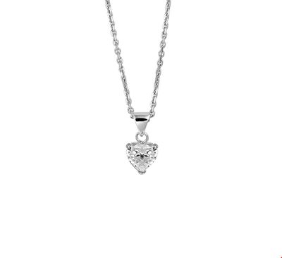 TFT Zilveren Ketting Hart Zirkonia 1,3 mm x 41+4 cm