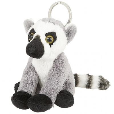 Ravensden ringstaartmaki sleutelhanger - grijs - pluche - 10 cm - knuffel - apen