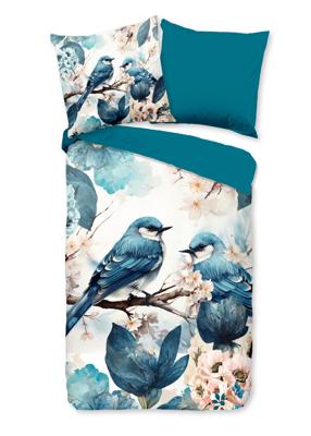 Pure Dekbedovertrek "blauwe vogels" - Blauw - (135x200 cm) - Microfiber Pure Dekbedovertrek "blauwe vogels" - Blauw - (135x200 cm) - Microfiber