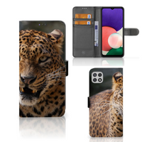 Samsung Galaxy A22 5G Telefoonhoesje met Pasjes Luipaard - thumbnail
