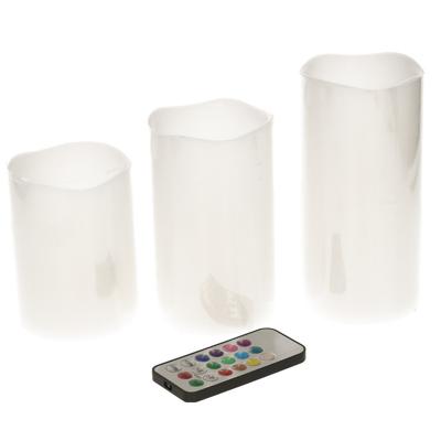HI LED kaarsen - stompkaarsen - 3x stuks - color changing - met afstandsbediening